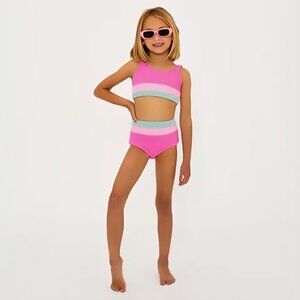Nwt Beach Riot - 5/6 Girls Little Mackenzie & Heidi Color Block Two Pc Swimsuit